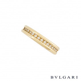 Bvlgari 18k Yellow Gold Diamond Set B.zero1 Ring Size 53 AN850561